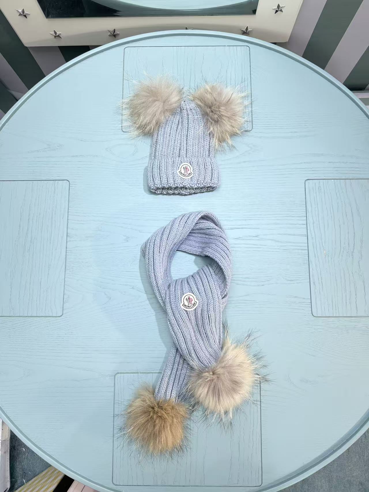Moncler Kids Double Pom-Pom Hat and Scarf Set – Kids Collection