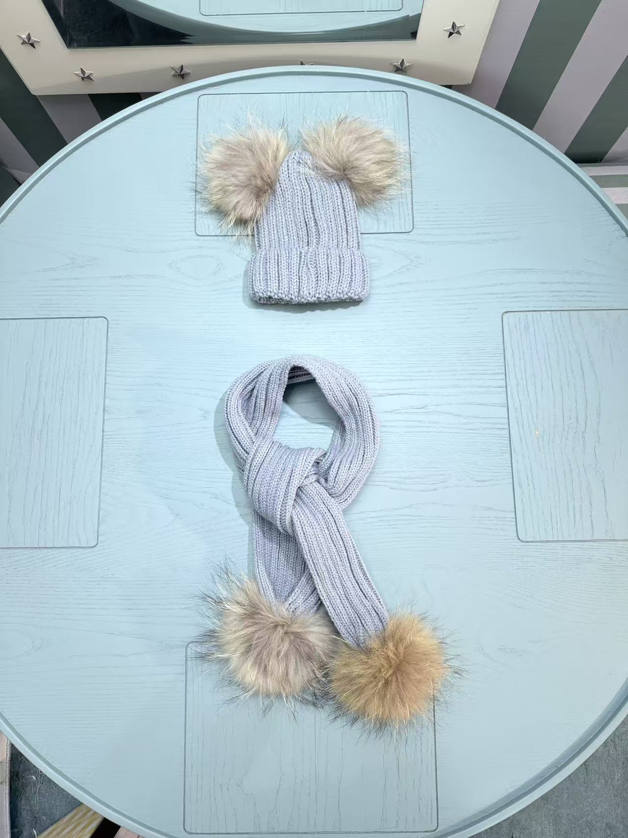 Moncler Kids Double Pom-Pom Hat and Scarf Set – Kids Collection