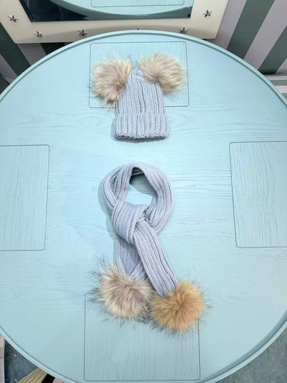 Moncler Kids Double Pom-Pom Hat and Scarf Set – Kids Collection