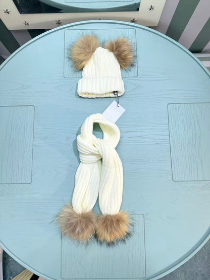 Moncler Kids Double Pom-Pom Hat and Scarf Set – Kids Collection