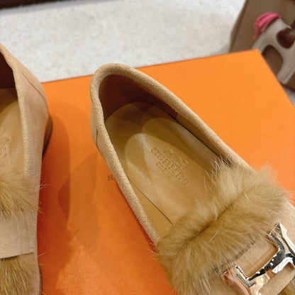 Hermès Mink Suede Loafers & Mules – Autumn/Winter Collection