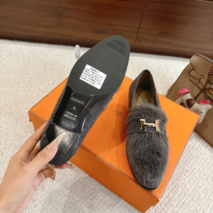 Hermès Mink Suede Loafers & Mules – Autumn/Winter Collection