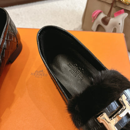 Hermès Mink Suede Loafers & Mules – Autumn/Winter Collection