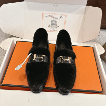 Hermès Mink Suede Loafers & Mules – Autumn/Winter Collection
