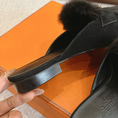 Hermès Mink Suede Loafers & Mules – Autumn/Winter Collection