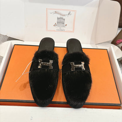Hermès Mink Suede Loafers & Mules – Autumn/Winter Collection