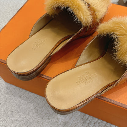 Hermès Mink Suede Loafers & Mules – Autumn/Winter Collection