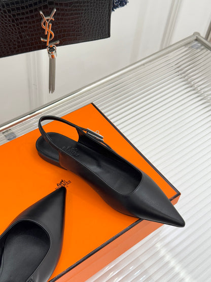 Hermès Kelly Buckle Pointed Toe Flat Sandals