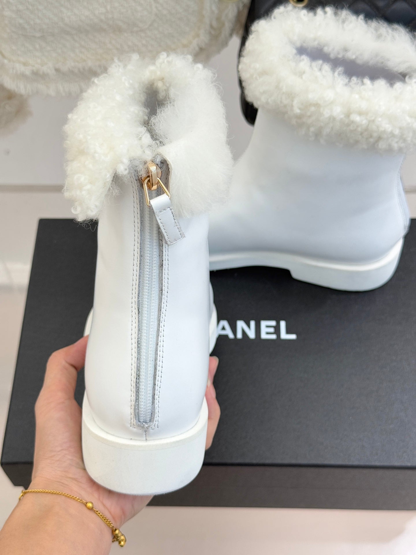 Chanel 25K Double C Fur Snow Boots