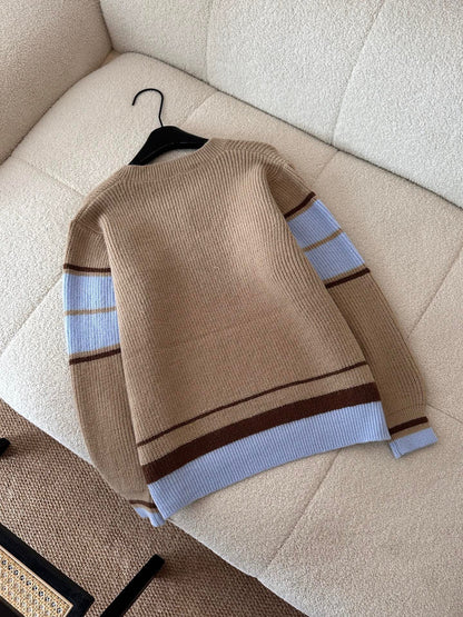AMI Paris Warm Khaki V-Neck Sweater