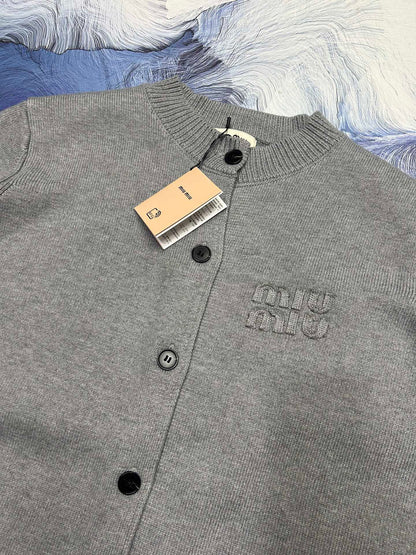 Miu Miu Logo Wool Blend Cardigan – 25FW