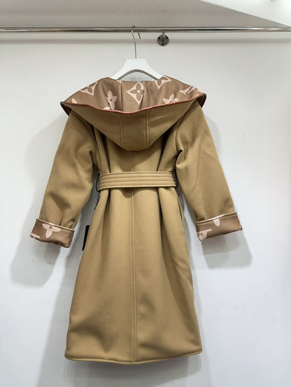 Louis Vuitton Monogram Hooded Wool Coat