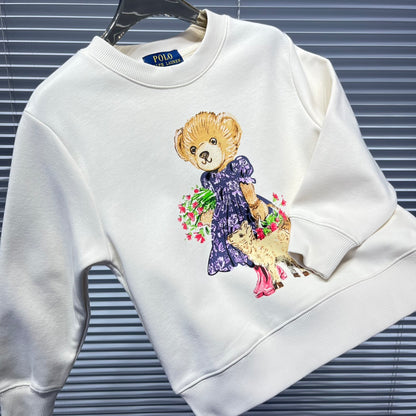 Ralph Lauren Luxury Kids Fleece-Lined Bear Crewneck Sweatshirt – Kids Collection