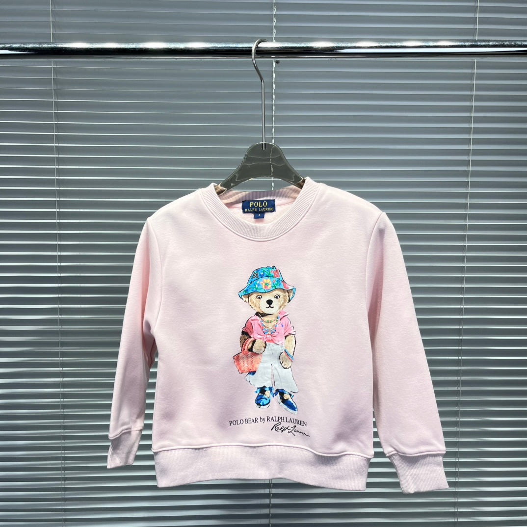 Ralph Lauren Luxury Kids Fleece-Lined Bear Crewneck Sweatshirt – Kids Collection