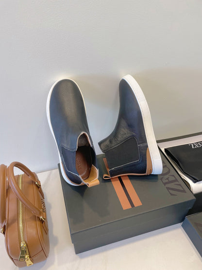 Zegna COUTURE Triple Stitch Leather Sneakers