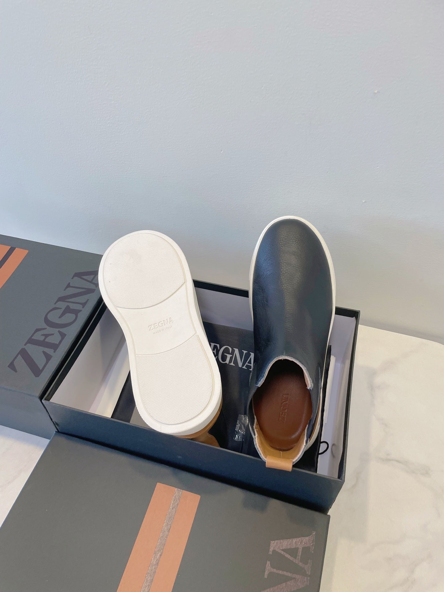 Zegna COUTURE Triple Stitch Leather Sneakers