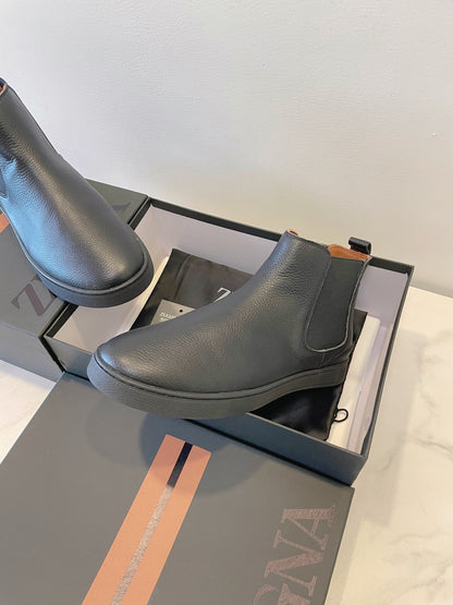 Zegna COUTURE Triple Stitch Leather Sneakers