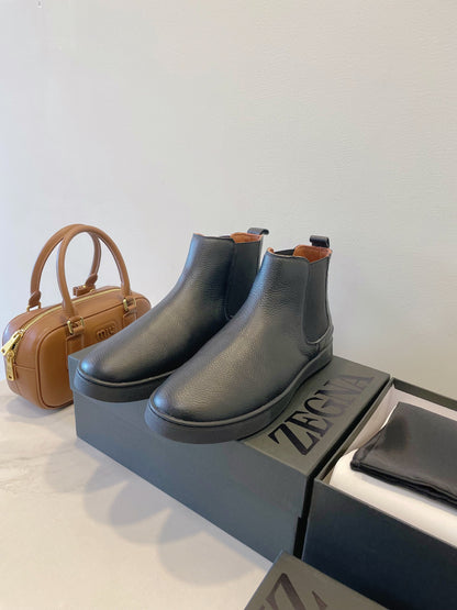 Zegna COUTURE Triple Stitch Leather Sneakers