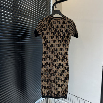 Fendi Double F Monogram Jacquard Knit Dress