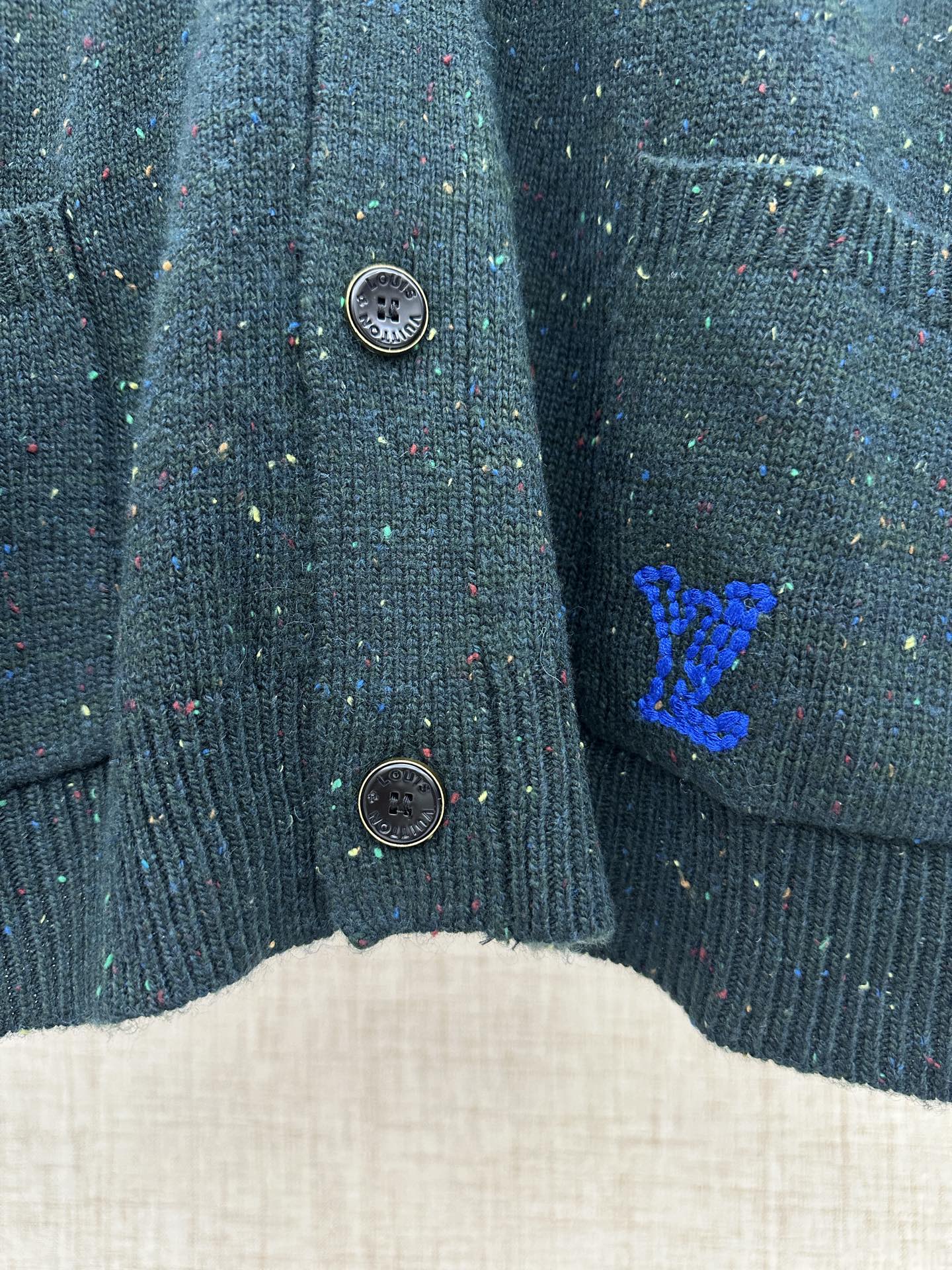 Louis Vuitton Speckled Cashmere V-Neck Cardigan