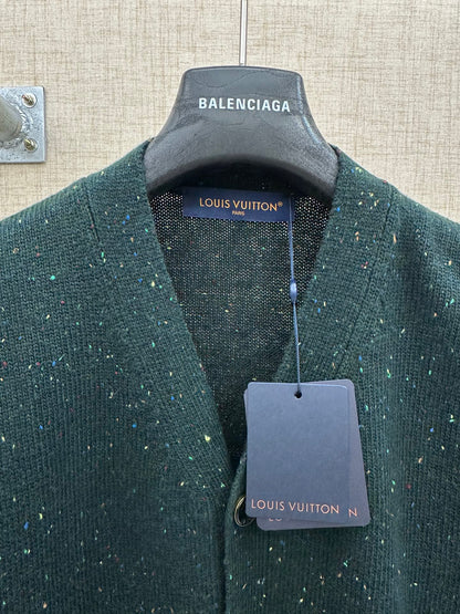 Louis Vuitton Speckled Cashmere V-Neck Cardigan