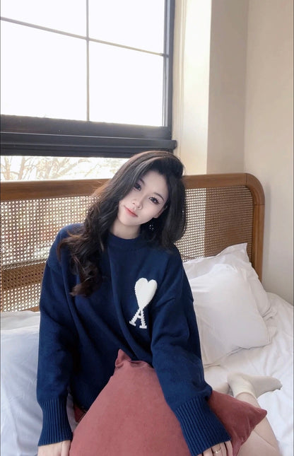 AMI Paris Heart Letter Knit Sweater