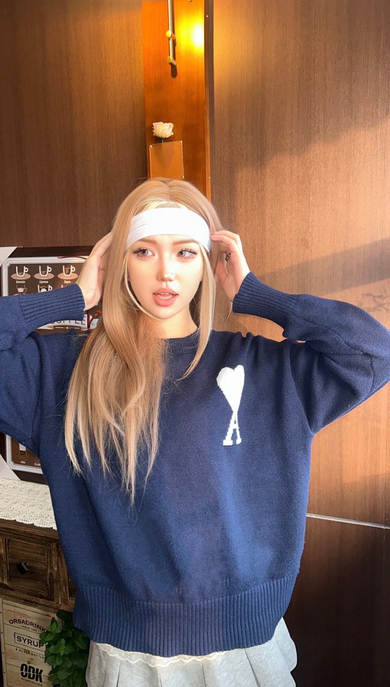AMI Paris Heart Letter Knit Sweater