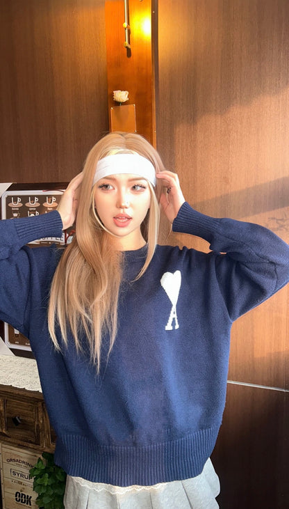 AMI Paris Heart Letter Knit Sweater