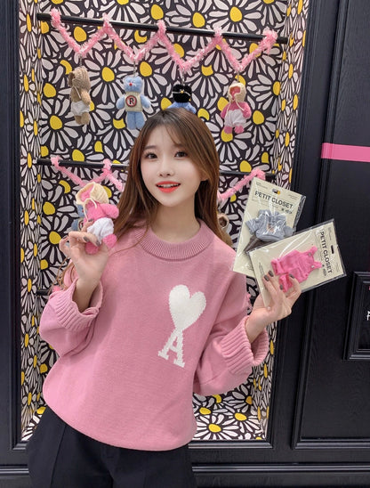 AMI Paris Heart Letter Knit Sweater