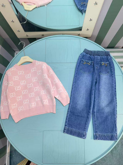 Gucci Kids Knit Sweater and Washed Denim Set – Spring/Summer Collection – 2025SS