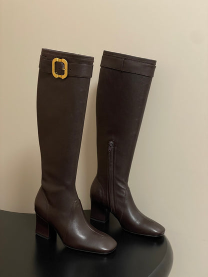 Miu Miu Buckle Stretch Over-the-Knee Boots – 25FW
