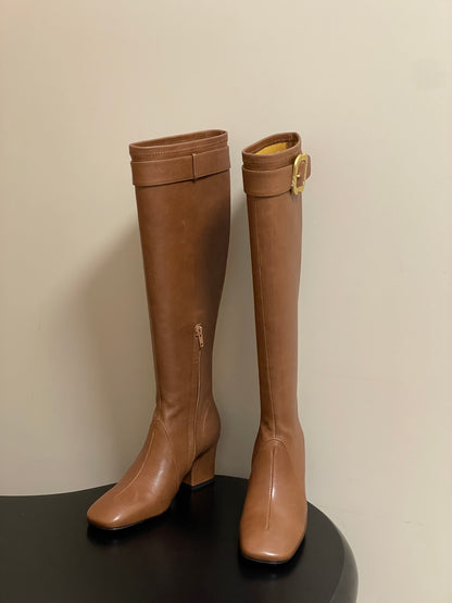 Miu Miu Buckle Stretch Over-the-Knee Boots – 25FW