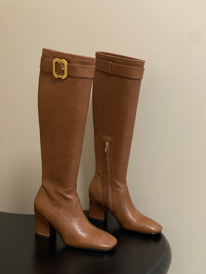 Miu Miu Buckle Stretch Over-the-Knee Boots – 25FW