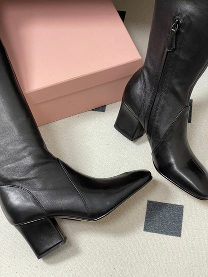 Miu Miu Buckle Stretch Over-the-Knee Boots – 25FW