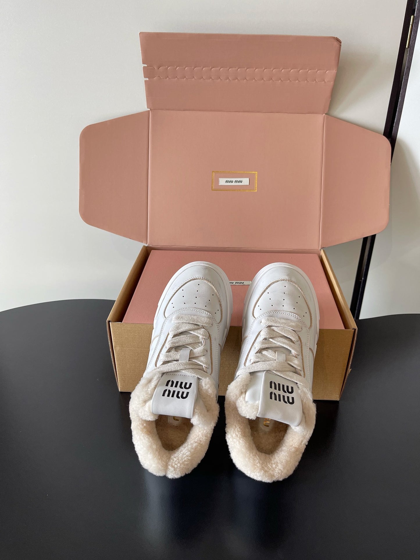 Miu Miu Distressed Retro German Training Sneakers
