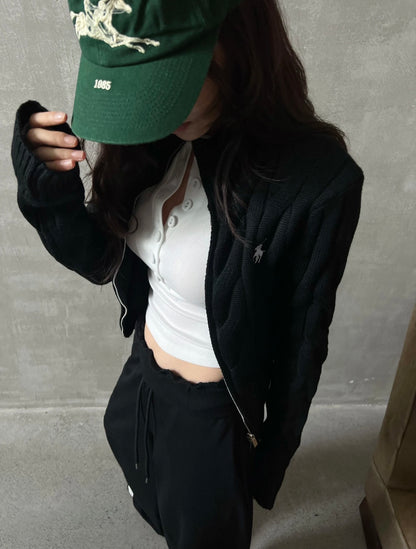 Ralph Lauren Double Zip Cable Knit Cardigan