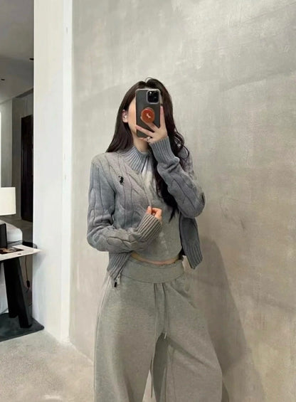 Ralph Lauren Double Zipper Cable Knit Cardigan