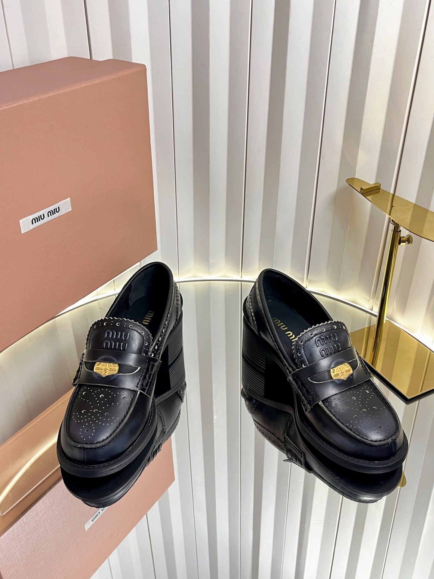 Miu Miu Retro Baroque Coin Platform Loafers