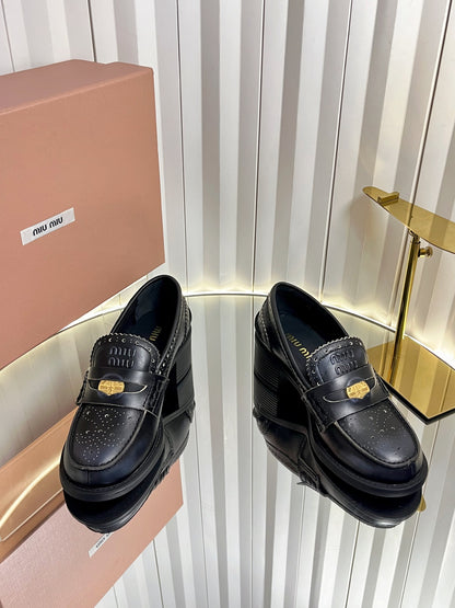 Miu Miu Retro Baroque Coin Platform Loafers