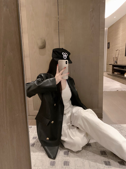 Chanel Vintage Faux Lambskin Trench Coat