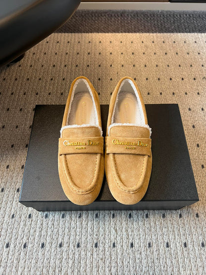 Dior Suede Fur-Lined Loafers – 25SS/FW