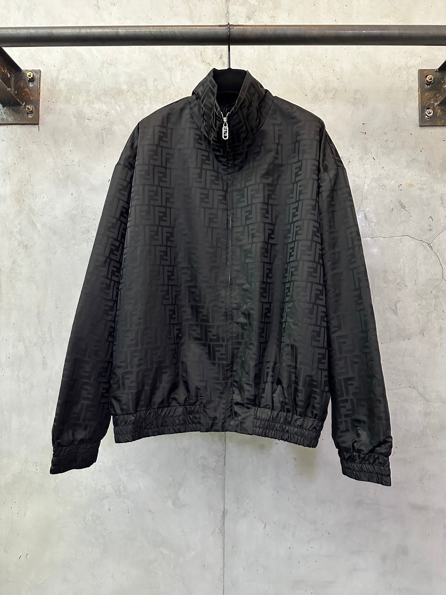 Fendi Stand Collar Nylon Bomber Jacket