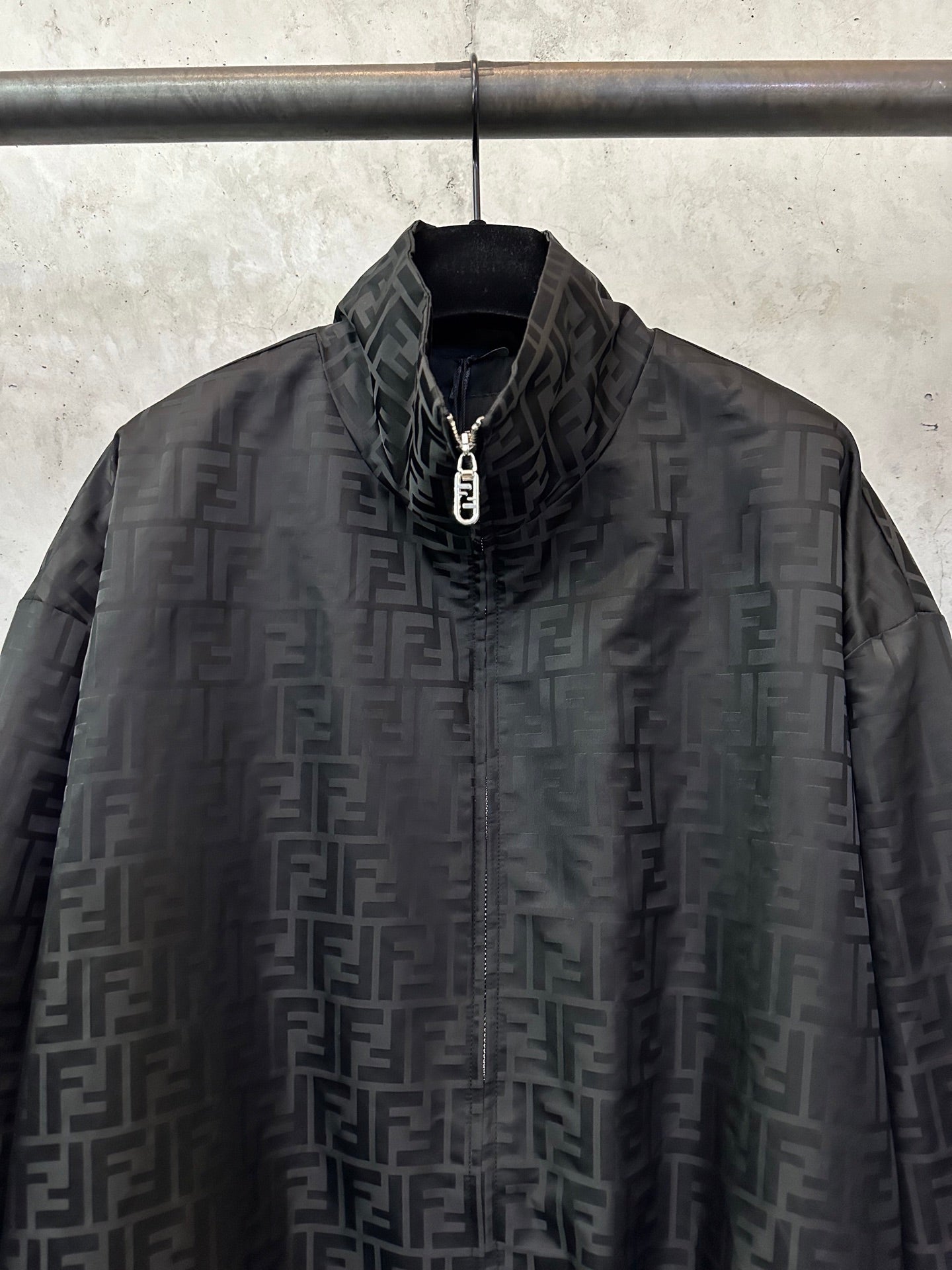 Fendi Stand Collar Nylon Bomber Jacket