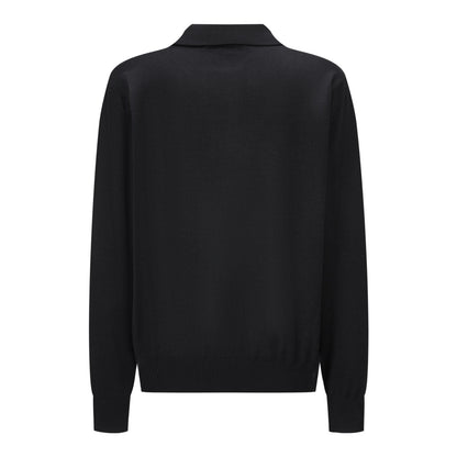 Fendi Knitted Long Sleeve Polo Shirt with Micro FF Detail