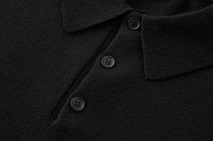 Fendi Knitted Long Sleeve Polo Shirt with Micro FF Detail