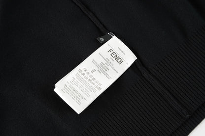 Fendi Knitted Long Sleeve Polo Shirt with Micro FF Detail