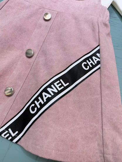 Chanel Girls' Corduroy Suspender Skirt Set – 2025SS – Kids Collection