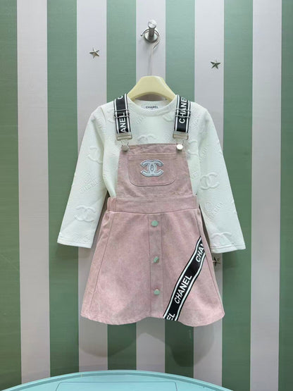 Chanel Girls' Corduroy Suspender Skirt Set – 2025SS – Kids Collection