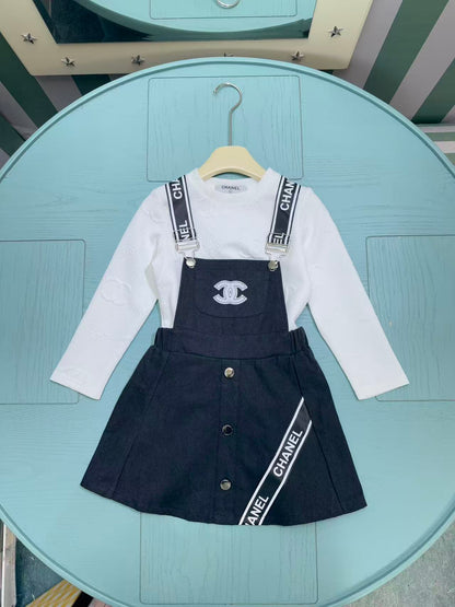 Chanel Girls' Corduroy Suspender Skirt Set – 2025SS – Kids Collection