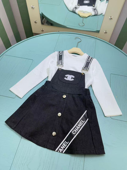 Chanel Girls' Corduroy Suspender Skirt Set – 2025SS – Kids Collection